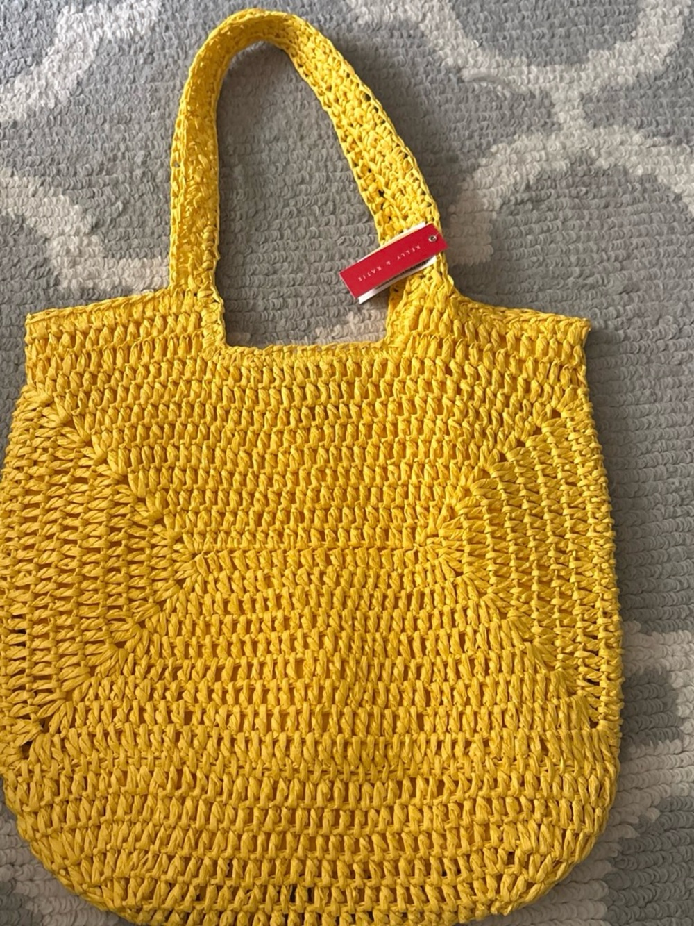 Kelly & Katie Bright Yellow Woven Straw Tote